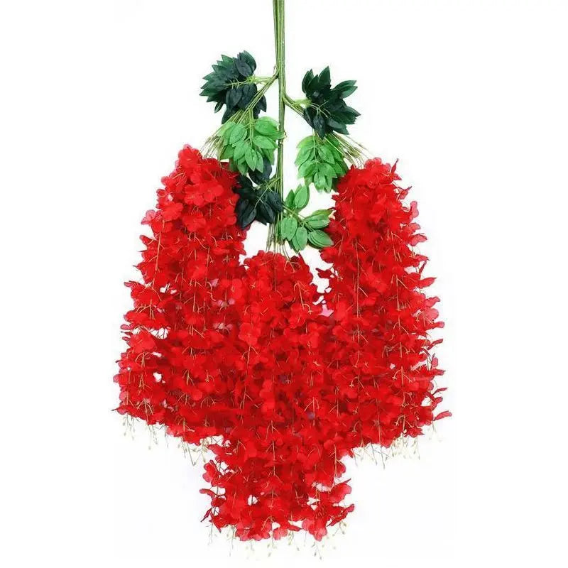 ArtificialWisteriaFlowers-BrightRed-110CM-12-StemPack Wholesale Hub