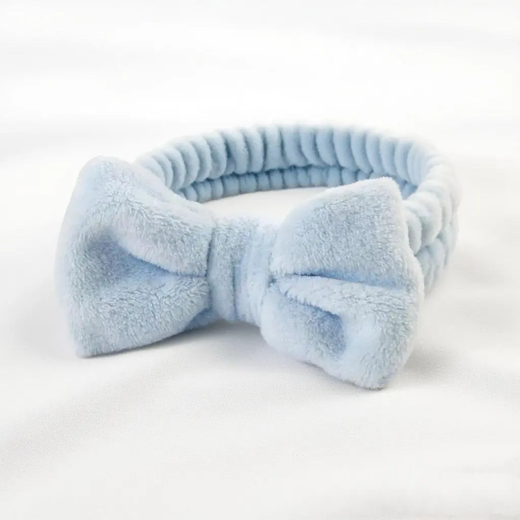 Autumn/Winter Plush Bow Headband Blue Wholesale Hub
