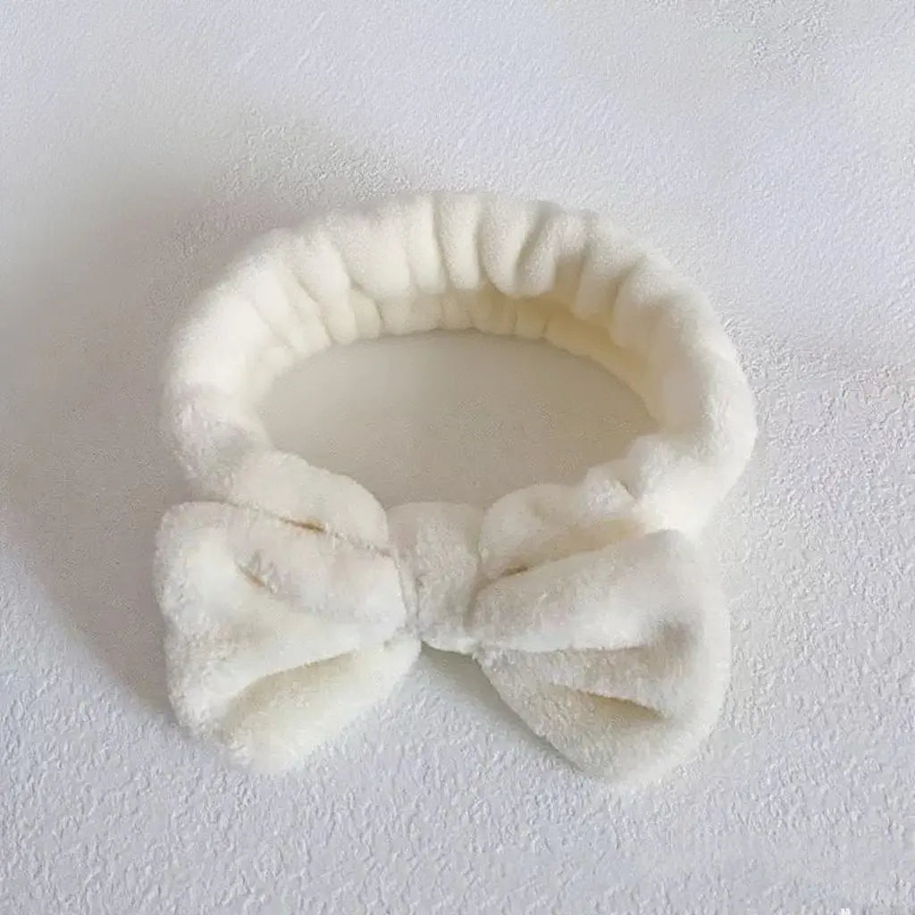 Autumn/Winter Plush Bow Headband Milky White Wholesale Hub