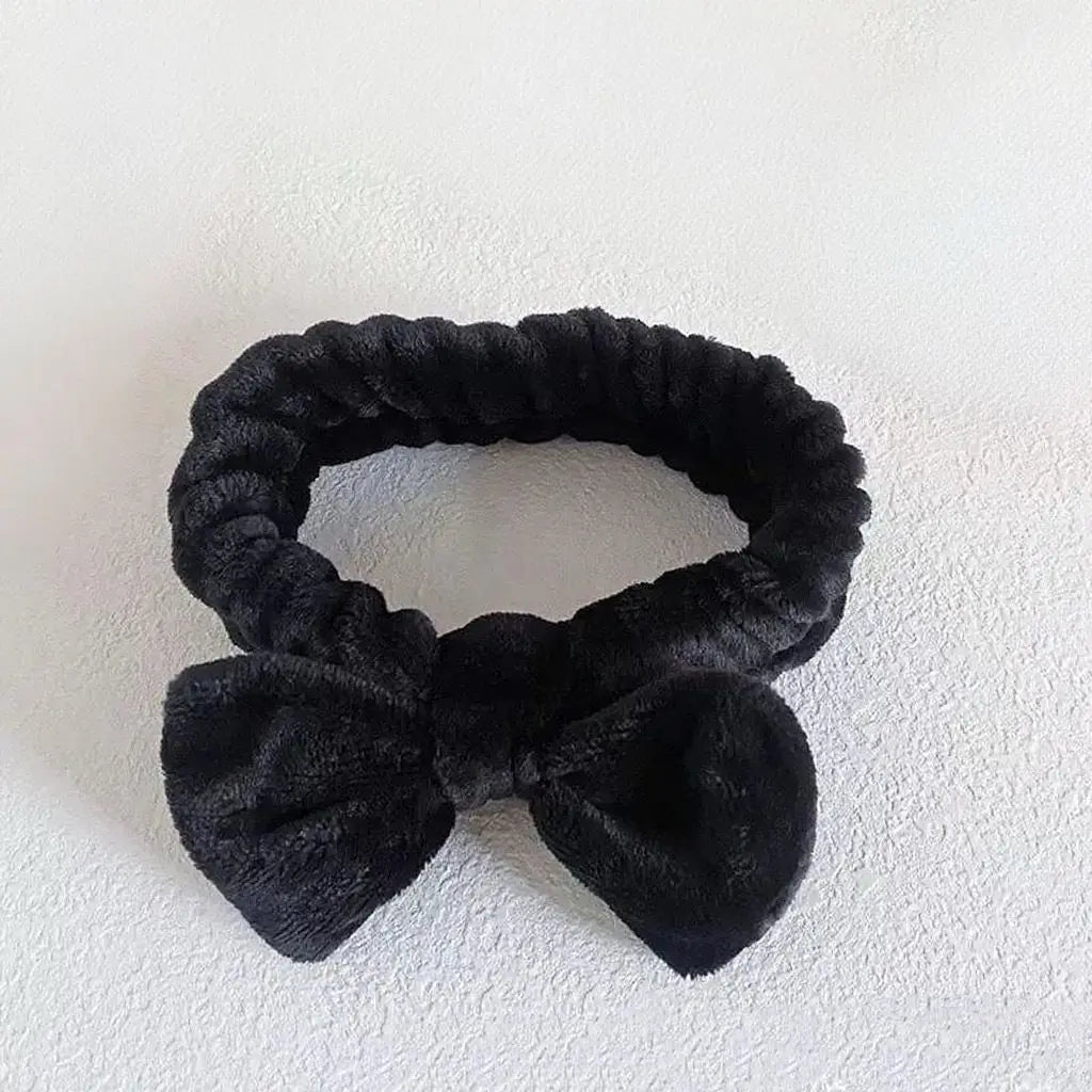 Autumn/Winter Plush Bow Headband Navy Blue Wholesale Hub