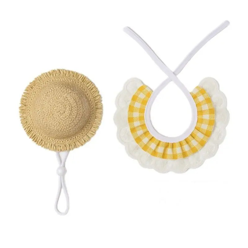 Straw Hat And Yellow Lace Bib Wholesale Hub