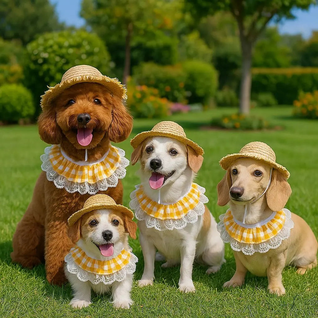 Straw Hat And Yellow Lace Bib Wholesale Hub