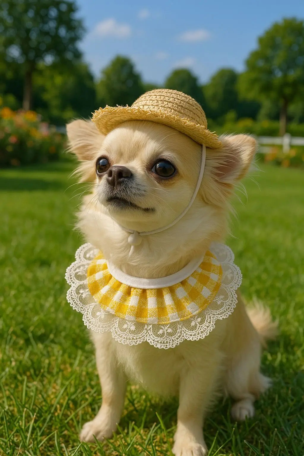 Straw Hat And Yellow Lace Bib Wholesale Hub