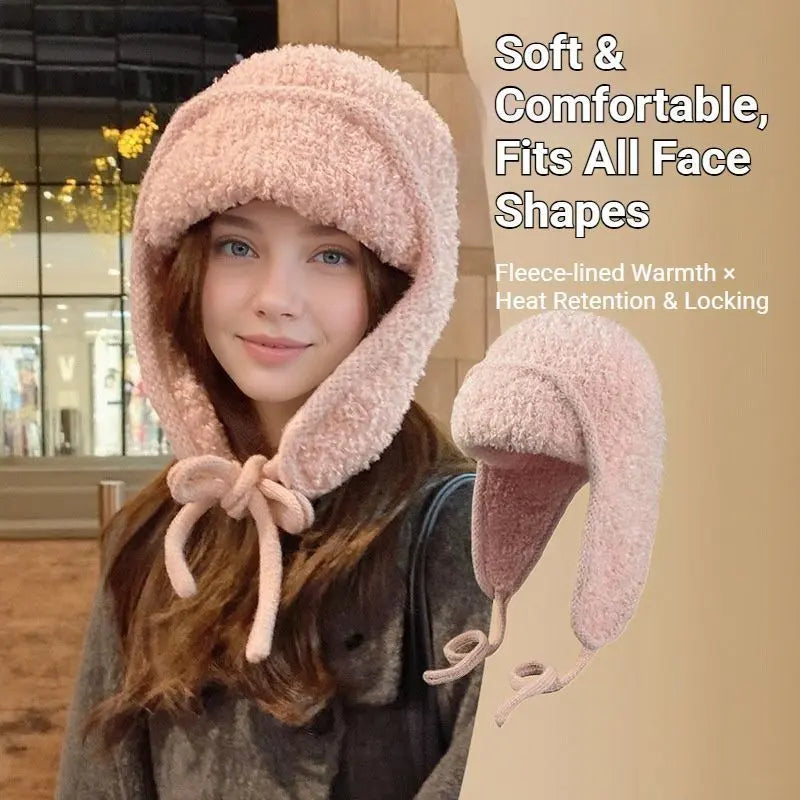 Women Plain Aviator Hat with Earflaps Black Wholesale Hub