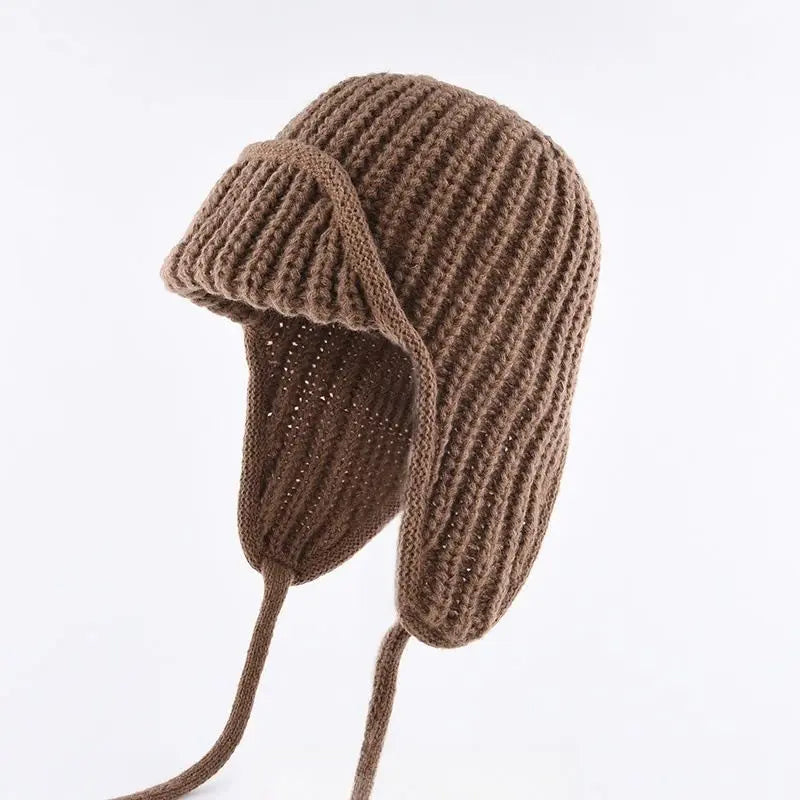 Women Plain Aviator Hat with Earflaps Coffee Brown Wholesale Hub