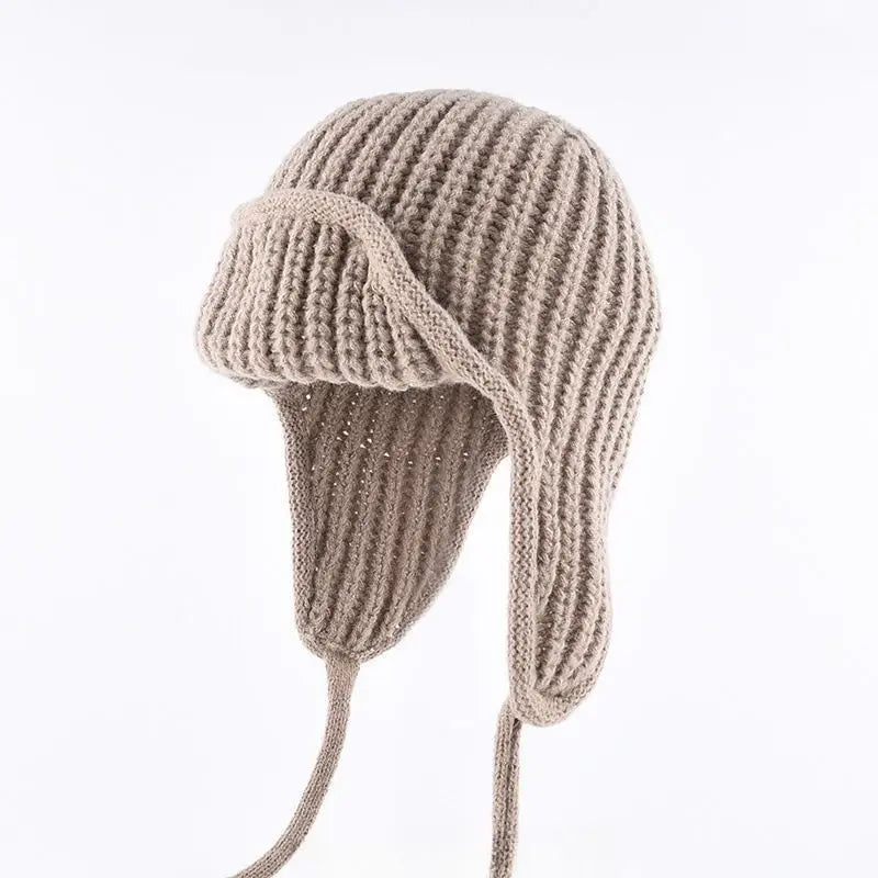 Women Plain Aviator Hat with Earflaps Khaki Wholesale Hub
