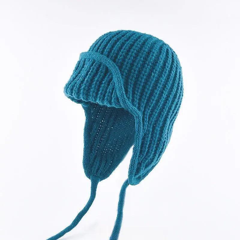 Women Plain Aviator Hat with Earflaps Lake Blue Wholesale Hub