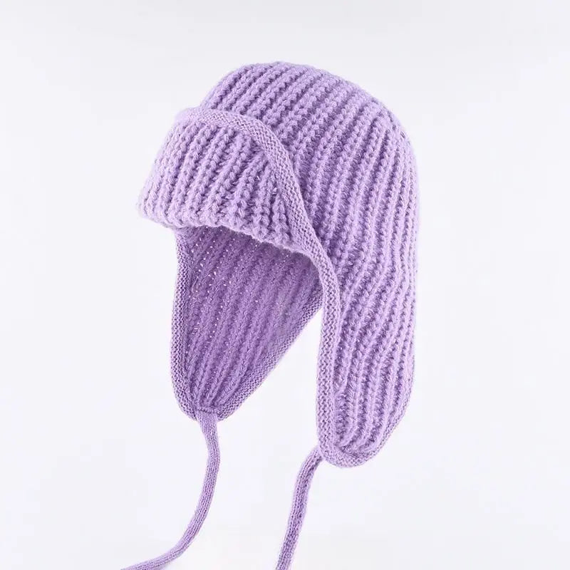 Women Plain Aviator Hat with Earflaps Purple Wholesale Hub