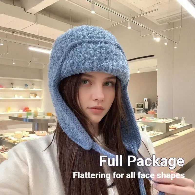Women Plain Aviator Hat with Earflaps Rose Red Wholesale Hub