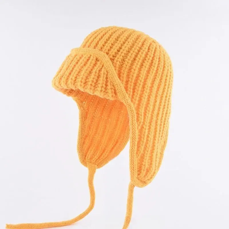 Women Plain Aviator Hat with Earflaps Yellow Wholesale Hub