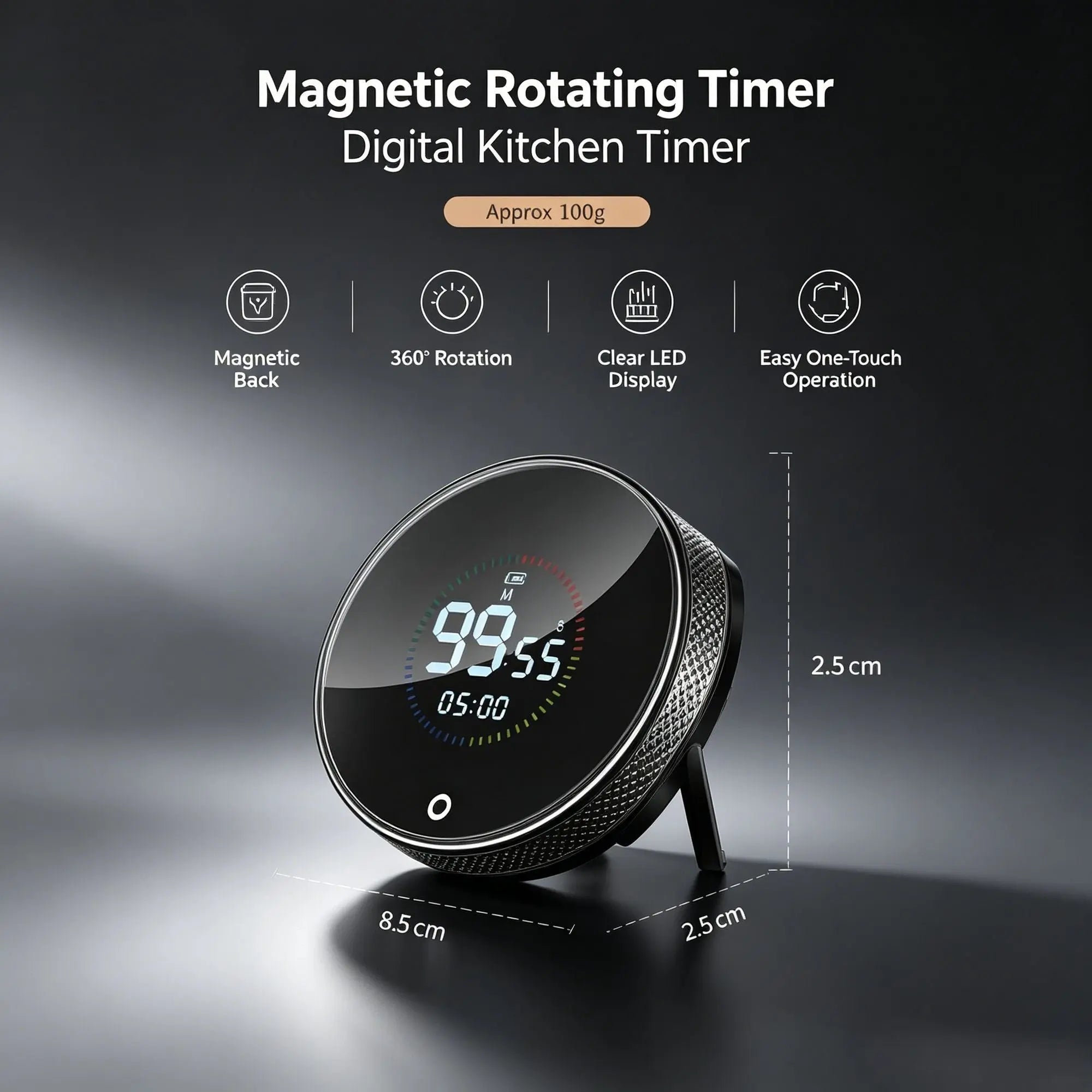 USB Rechargeable Magnetic Rotary Digital Kitchen Timer Wholesale Hub