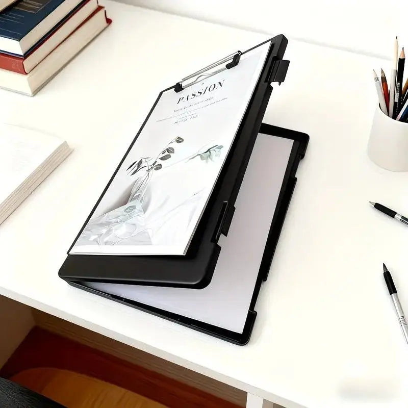 A4 File Box Clip Board 2-in-1, Large Capacity Storage, Strong Metal Clip, Corner Protection Design, Writing Pad, Essential for Organizing Documents/sky blue Wholesale Hub