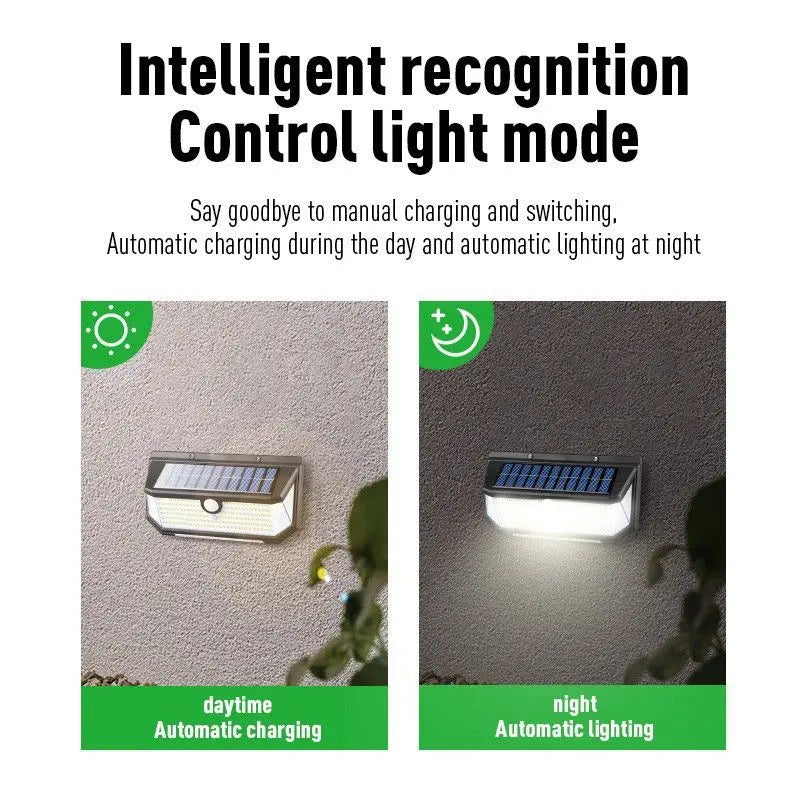 218LED Solar Sensor Wall Light, Smart Light Control, 270° Wide-Angle Illumination, Three Sensing Modes, Energy Saving and Eco-Friendly, No Wiring Installation, Top Choice for Outdoor Security Wholesale Hub