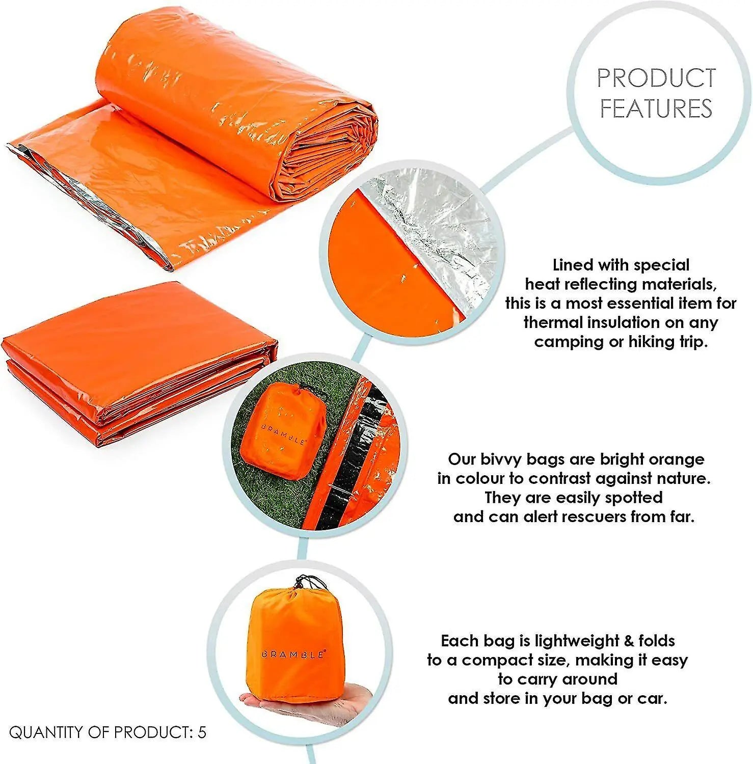 4x Outdoor Emergency Thermal Waterproof Sleeping Bag Camping Survival Bivvy Sack Wholesale Hub