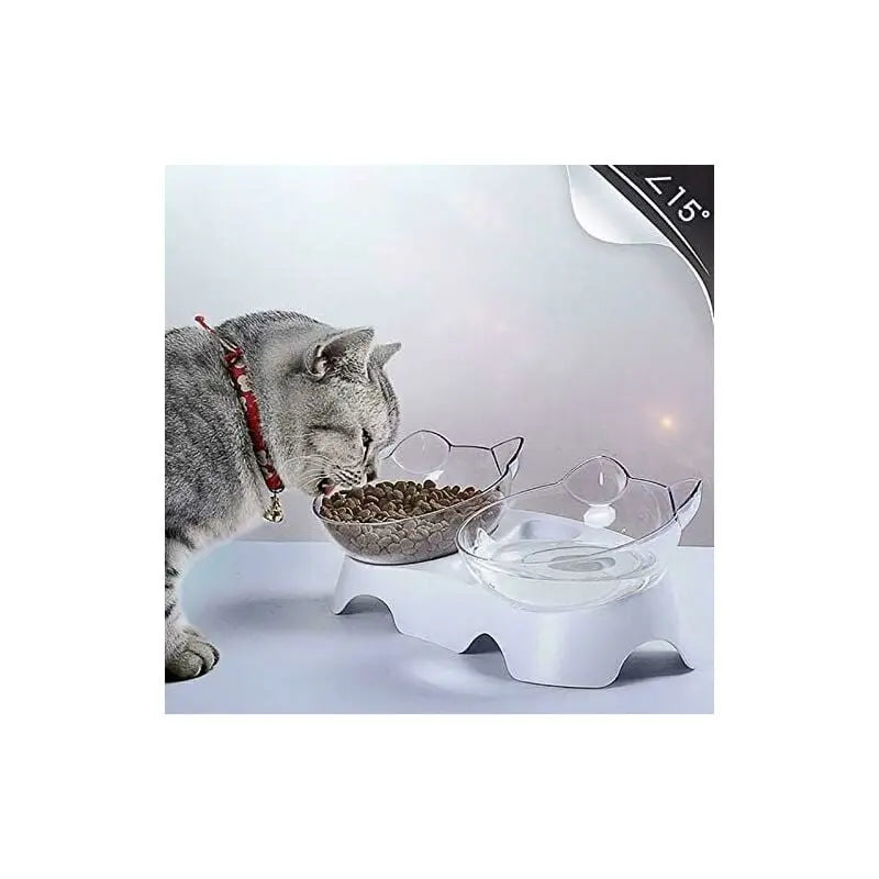 Double Cat Bowls, Orthopedic Pet Bowl Anti-vomiting, Cat Food Bowl Water Bowl Dog Bowl, Angled Cat Bowl Protects the Spine, 15° Inclined Bowl Wholesale Hub