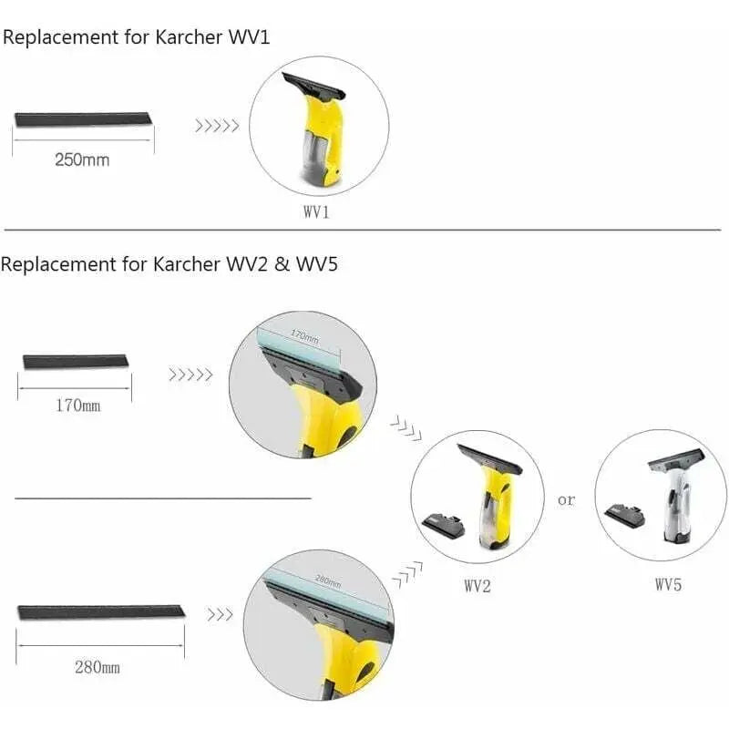 2pcs 280mm Window Washer Replacement Blades Window Cleaning Blade Rubber Scraper Accessories Refill Replacement for Karcher WV2 WV5 Wholesale Hub