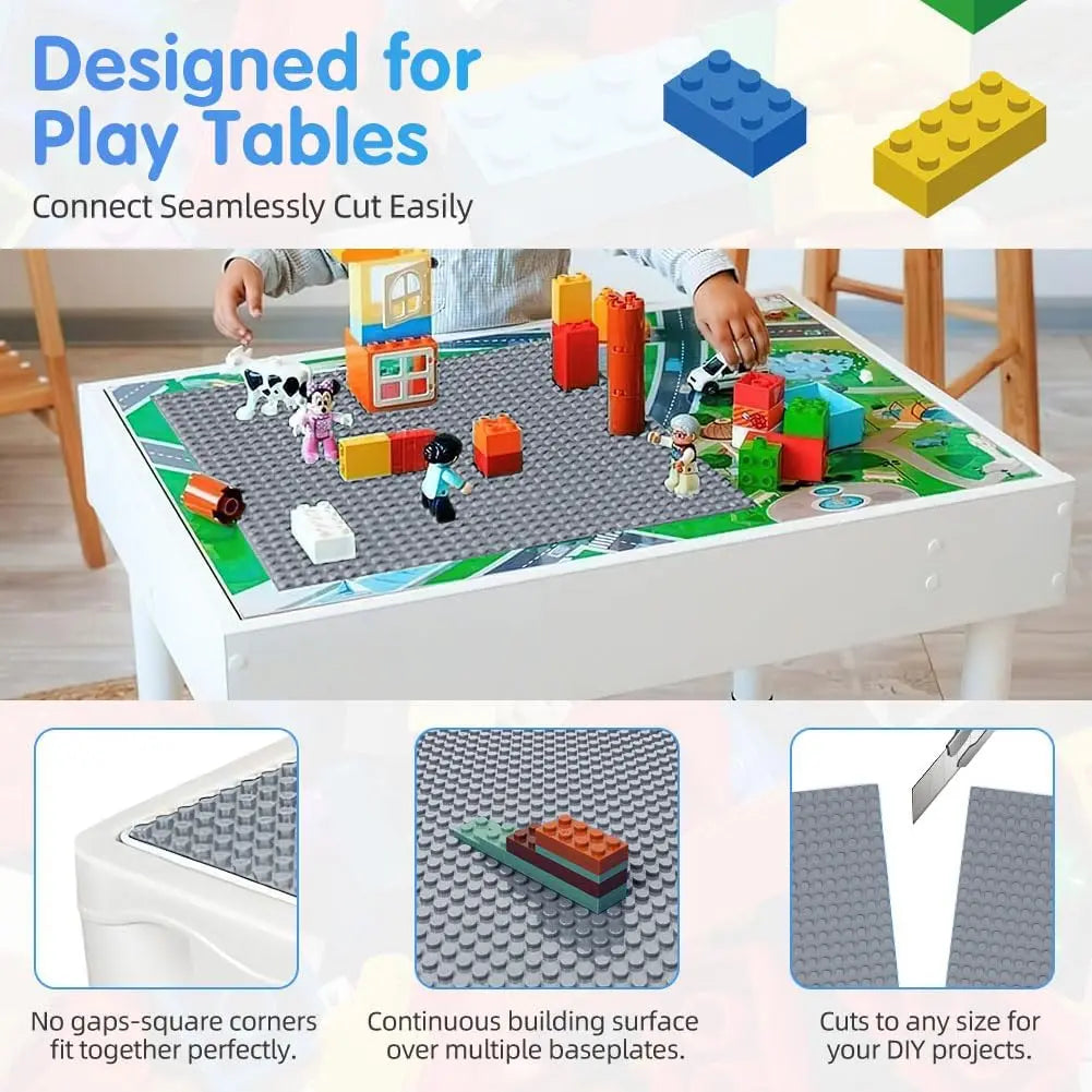 Building Plate, 4 pieces of classic base plates, 25.5 x 25.5 cm, base plate, compatible with all major brands, building toys for children 4 pieces light gray Wholesale Hub