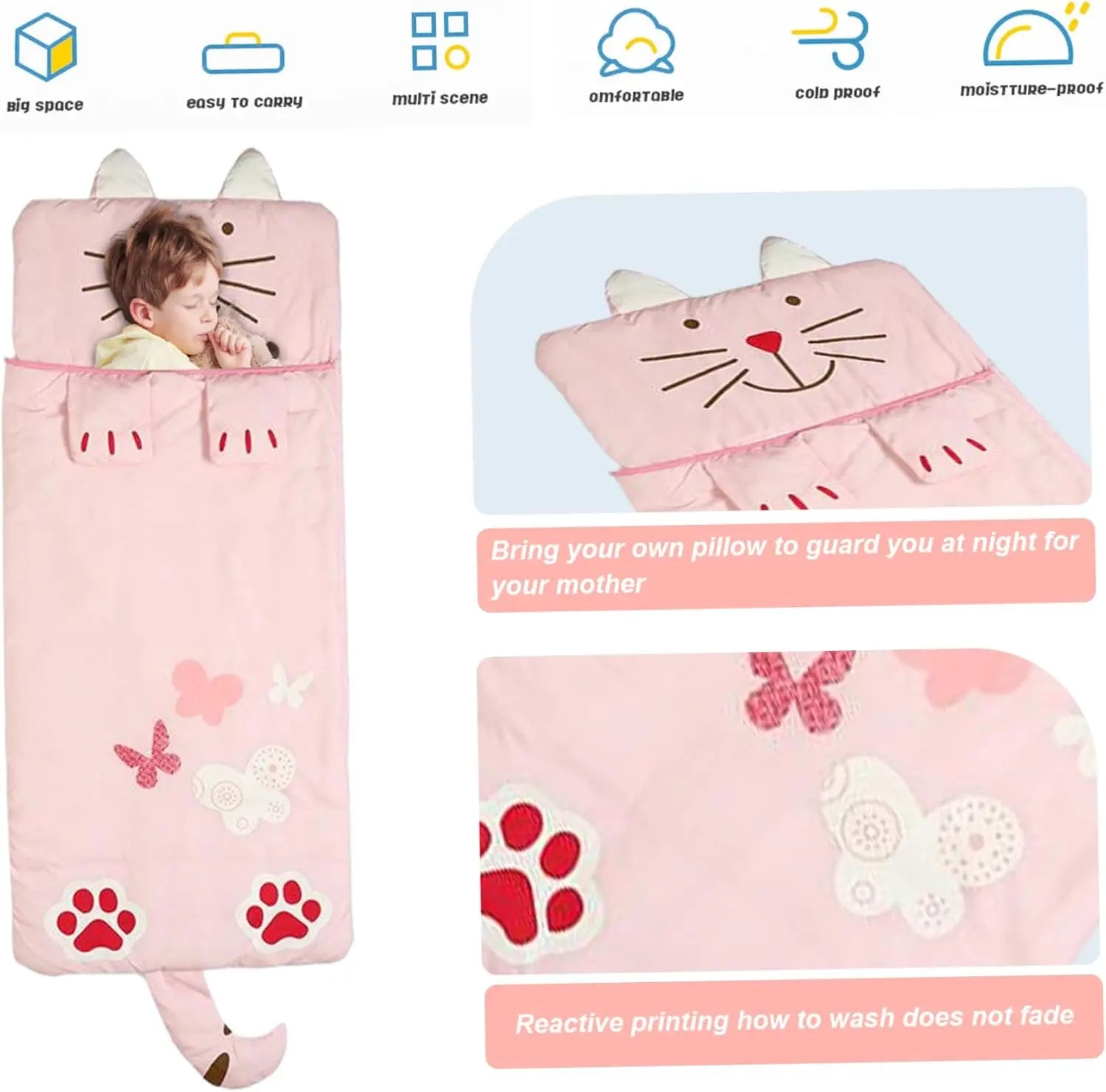 Sleeping bag for children, cozy cartoon design for boys and girls Wholesale Hub