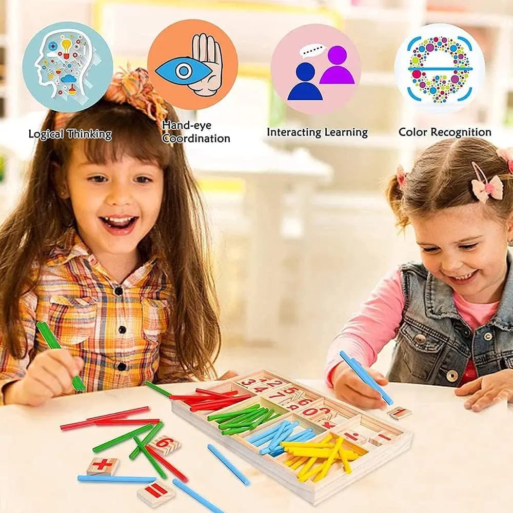 Montessori Math Toy, Wooden Sticks Digital Game with Counting Blo Wholesale Hub