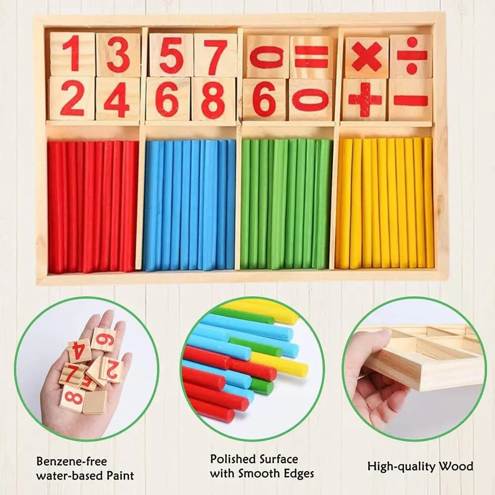 Montessori Math Toy, Wooden Sticks Digital Game with Counting Blo Wholesale Hub