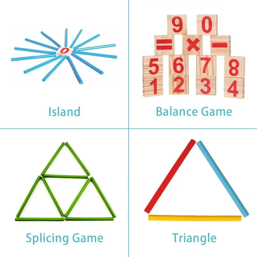 Montessori Math Toy, Wooden Sticks Digital Game with Counting Blo Wholesale Hub