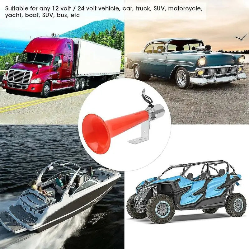 12V 24V Turkish Horn, 180dB Red Universal Truck Horn for SUVs Motorcycles Caravans Wholesale Hub