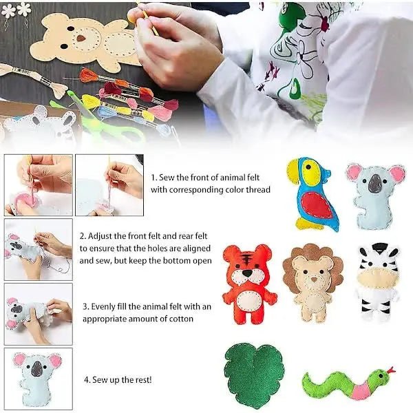 Sewing Kit for Kids, Cute Dinosaur Felt DIY Kids Felt Craft Kit, Learn to Sew Craft Materials, Children's Beginner Educational Toys, Sewing Craft Kit (di Wholesale Hub