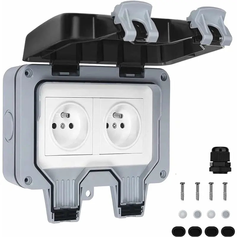 Waterproof Socket Double Outdoor Power Socket IP66 Waterproof Wall Socket 16A Wholesale Hub
