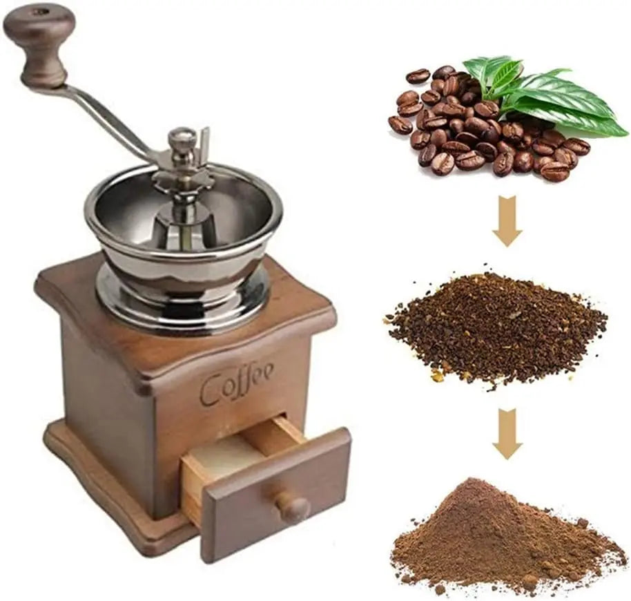 Wooden Coffee Grinder Vintage Antique Ceramic Hand Cranked Coffee Grinder with Retro Style Wooden Coffee Grinder-tfrf Wholesale Hub