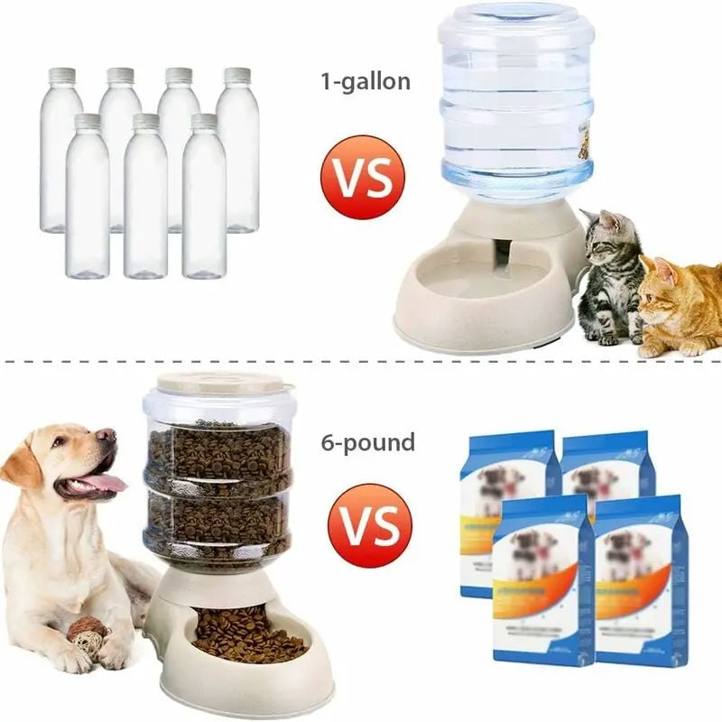 Automatic Pet Food and Water Dispenser, Automatic Water Fountain, Automatic Drinking and Feeding Bowl for Cat/Dog/Pet 3.8L x 2pcs Wholesale Hub