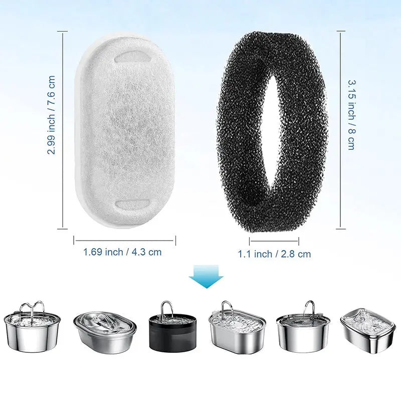 Cat Water Fountain Filter Set of 16 Compatible with Stainless Steel Pet Fountain Includes 8 Replacement Filters and 8 Sponges Wholesale Hub