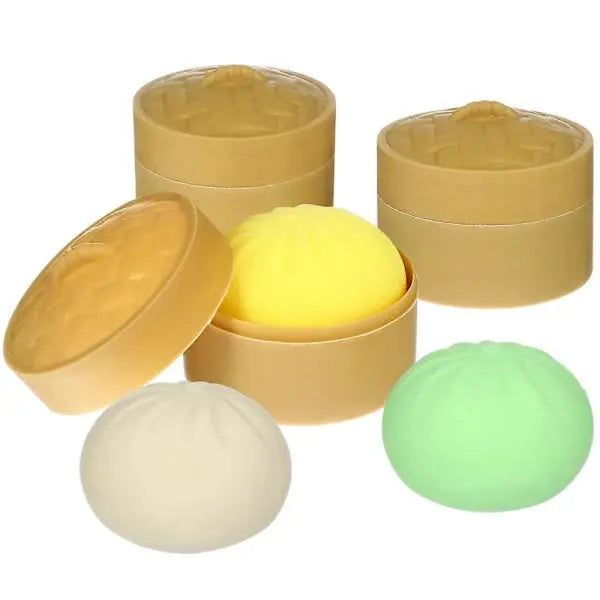 3pcs Dumpling Stress Balls Squeeze Sensory Toys with Steamer Handballs Toys Party Favors Wholesale Hub