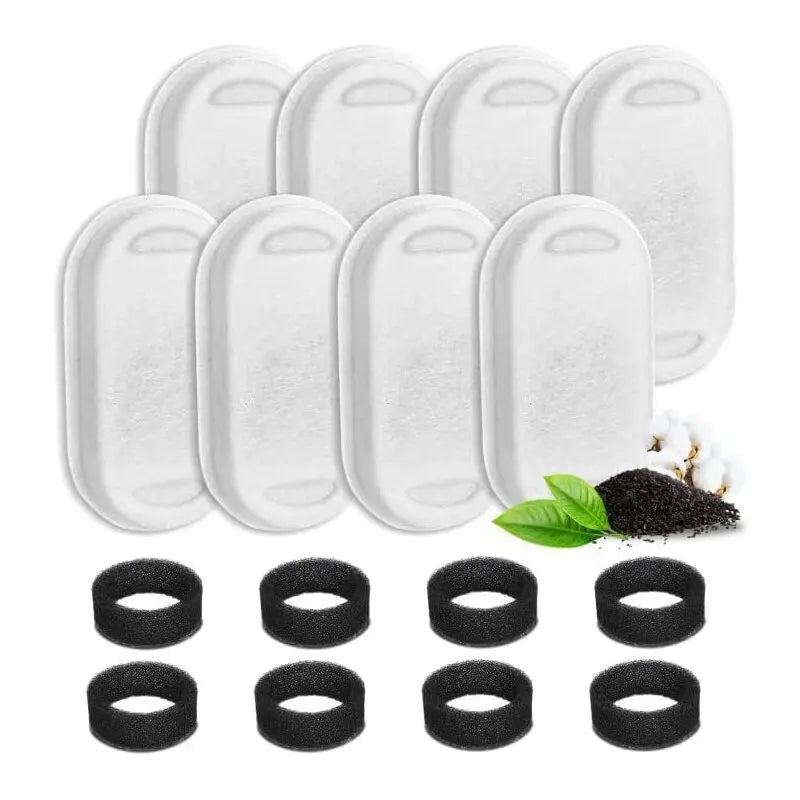 16 Pieces Cat Water Fountain Filters and Foam Sponge for 3.2L Stainless Steel Cat Fountains Wholesale Hub