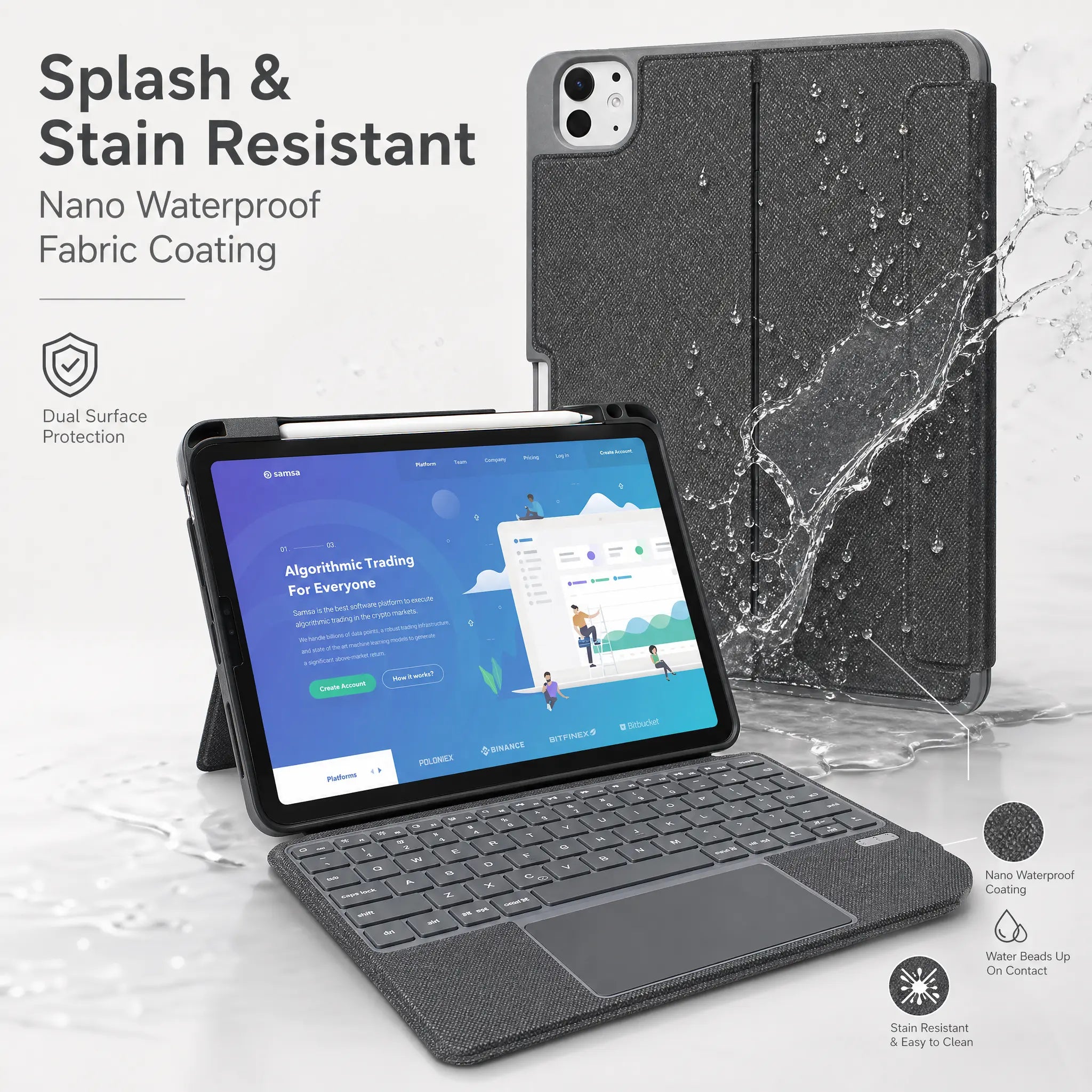 SENYOSON Black iPad Keyboard Case for iPad 7th 8th 9th Generation 10.2 Inch 2019/2020/2021 & iPad Air 3 10.5 Inch 2019, Ultra-Light Magnetic Detachable Keyboard with 7-Color Backlit, Large Precision Trackpad, Writing/Viewing Modes Wholesale Hub