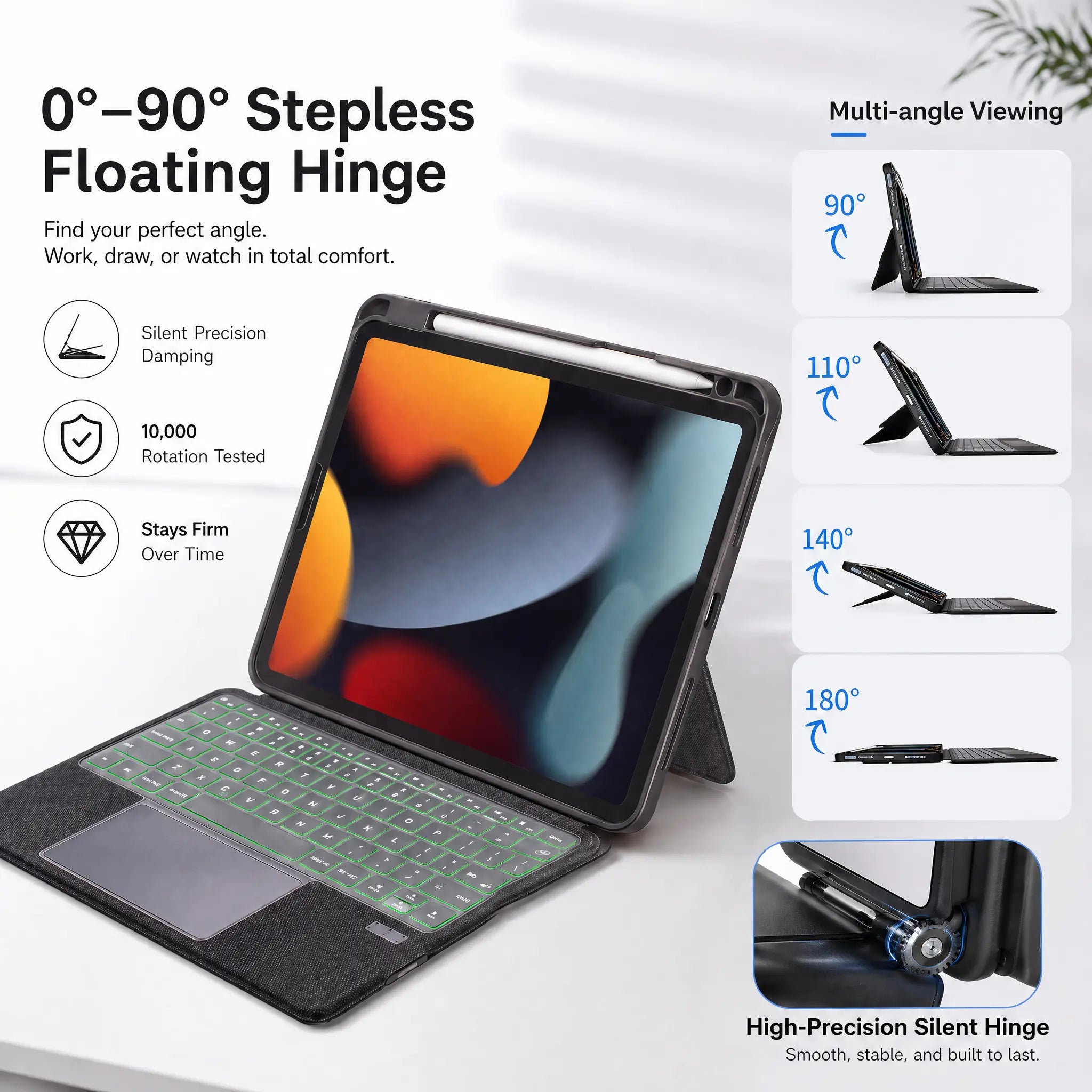 SENYOSON Black iPad Pro Keyboard Case for iPad Pro 12.9 Inch 3rd 4th 5th 6th Gen 2018-2022 & iPad Pro 13 Inch 2nd Gen M5 2025 & iPad Air 13 Inch 6th 7th 8th Gen M2/M3/M4 2024-2026, Ultra-Light Magnetic Detachable Keyboard with 7-Color Backlit, Large Preci Wholesale Hub