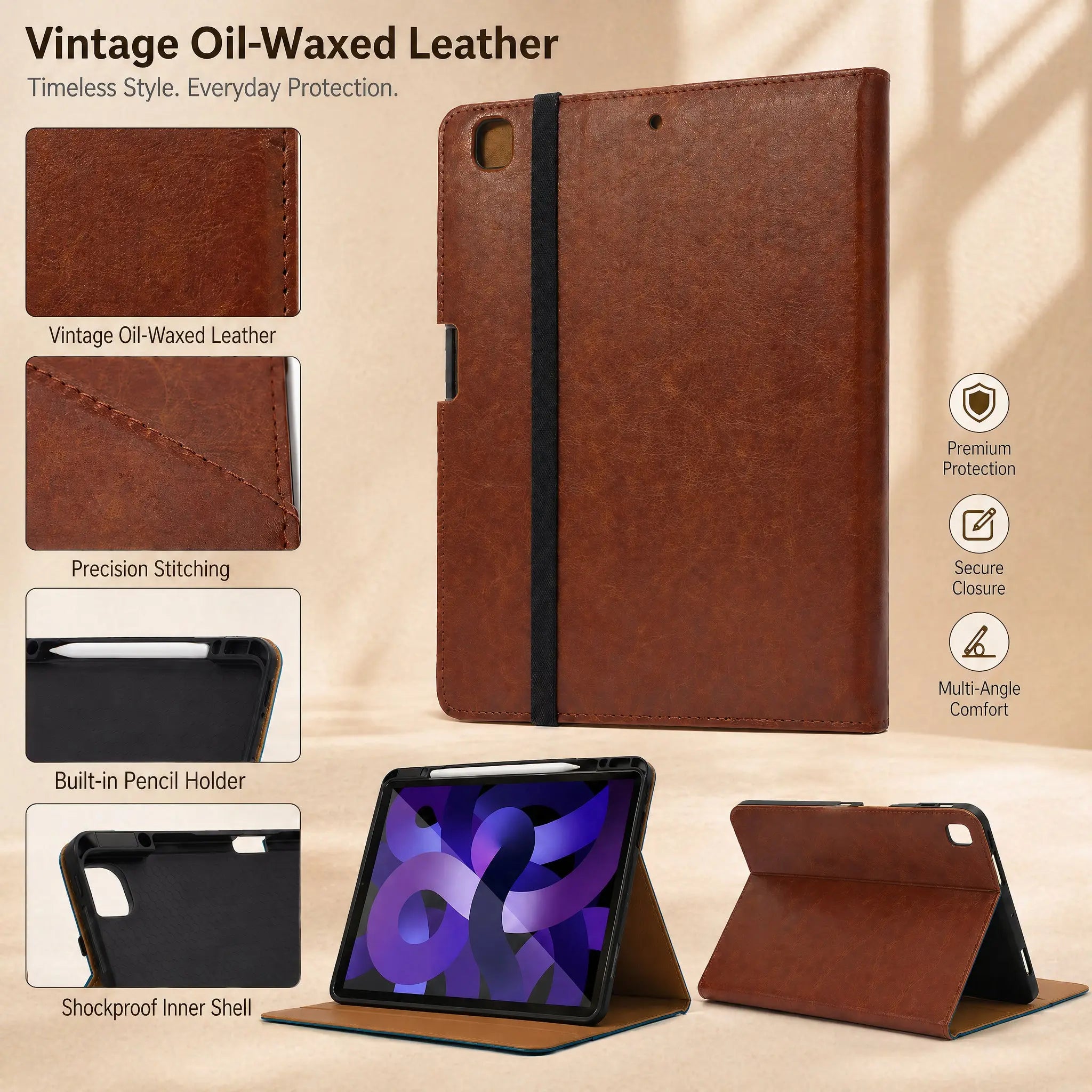 SENYOSON Light Blue iPad Pro Case for iPad Pro 13" 1st Gen M4 2024, Premium Leather Folio Stand Cover with Pencil Holder Wholesale Hub