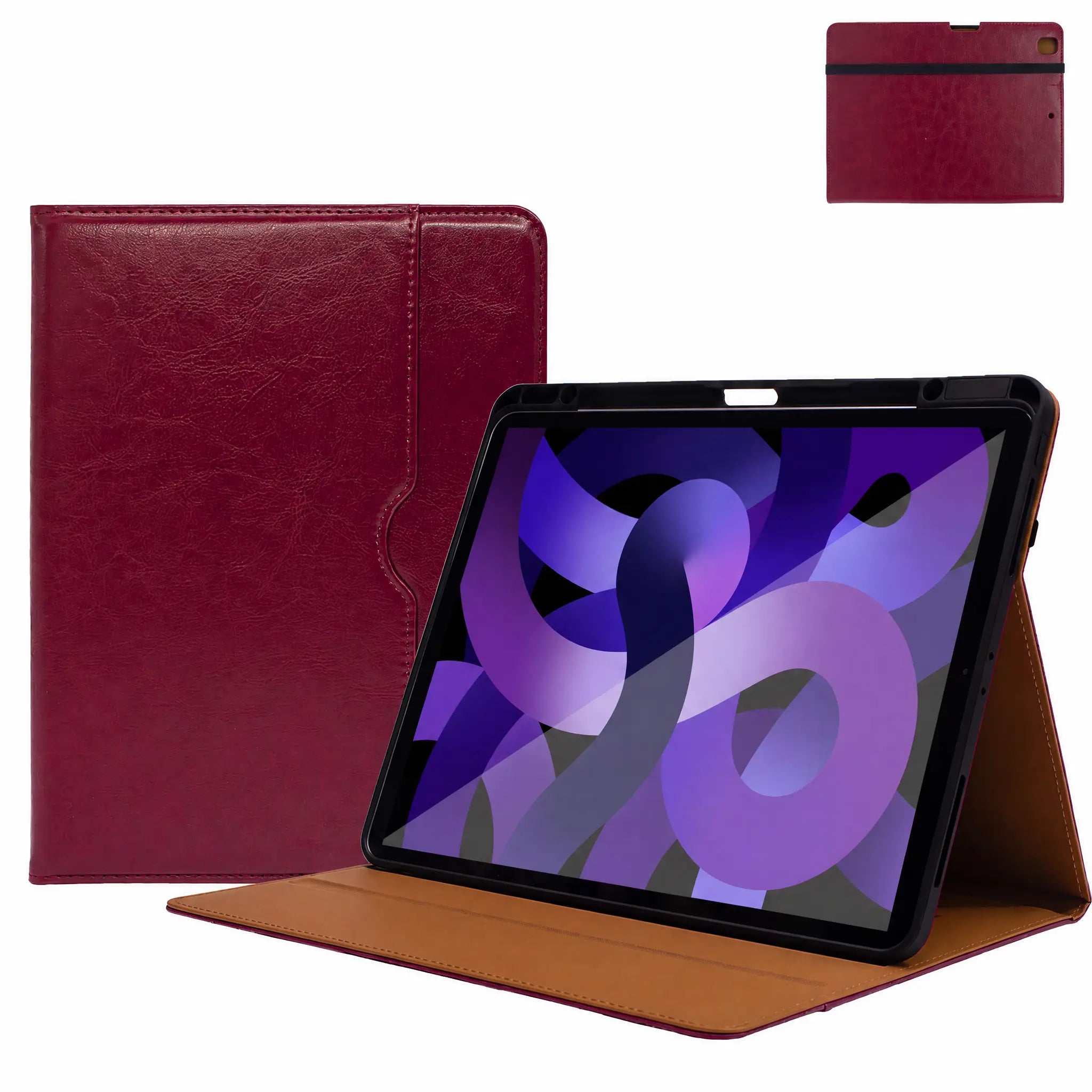 SENYOSON Dark Red iPad Case for iPad 5th 6th Generation 9.7 Inch 2017/2018 & iPad Air 2 9.7 Inch 2014, Premium Leather Folio Stand Cover with Pencil Holder Wholesale Hub