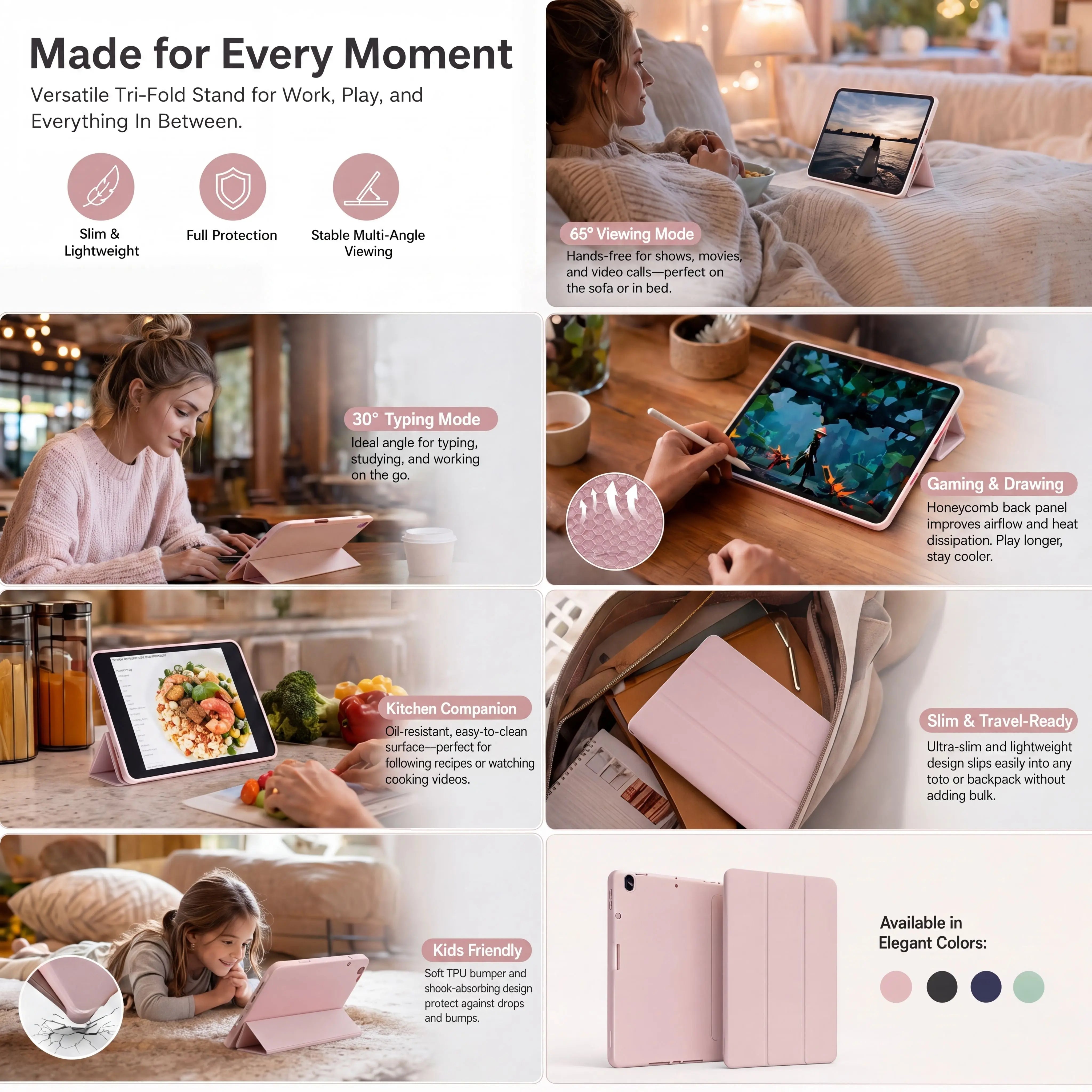 SENYOSON Dark Green iPad Case for 9.7 Inch iPad 5th/6th Generation & iPad Air 2, Lightweight Slim Soft TPU Trifold Stand Smart Cover with Pencil Holder, Auto Wake/Sleep Wholesale Hub