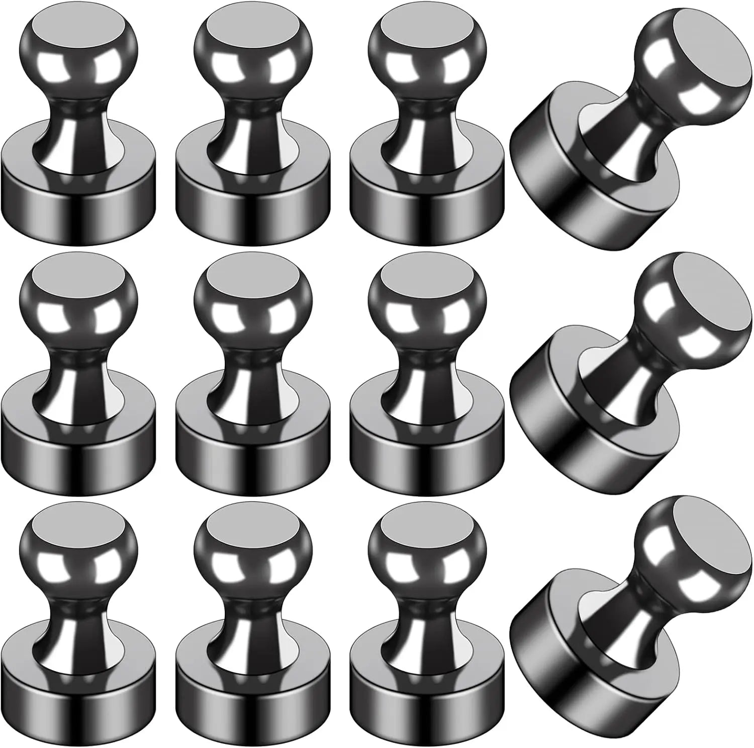 12Pcs Black Refrigerator Magnets Fridge Magnets,Small and Dainty Magnets, Metal Magnets for Fridge, Whiteboard, Office, Classroom, Map, Kitchen Wholesale Hub