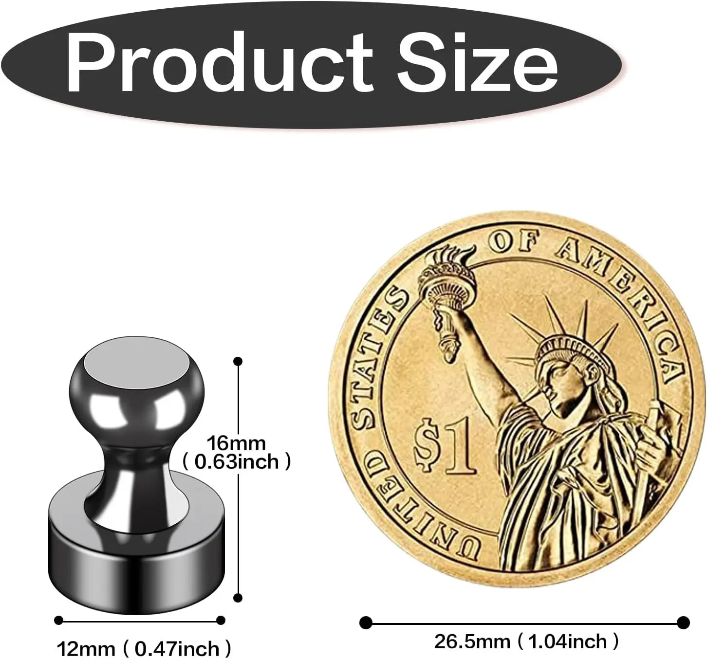 12Pcs Black Refrigerator Magnets Fridge Magnets,Small and Dainty Magnets, Metal Magnets for Fridge, Whiteboard, Office, Classroom, Map, Kitchen Wholesale Hub