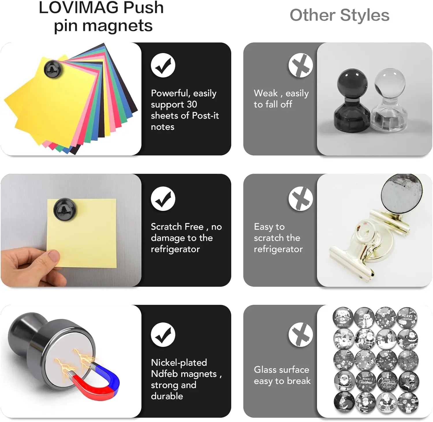 12Pcs Black Refrigerator Magnets Fridge Magnets,Small and Dainty Magnets, Metal Magnets for Fridge, Whiteboard, Office, Classroom, Map, Kitchen Wholesale Hub
