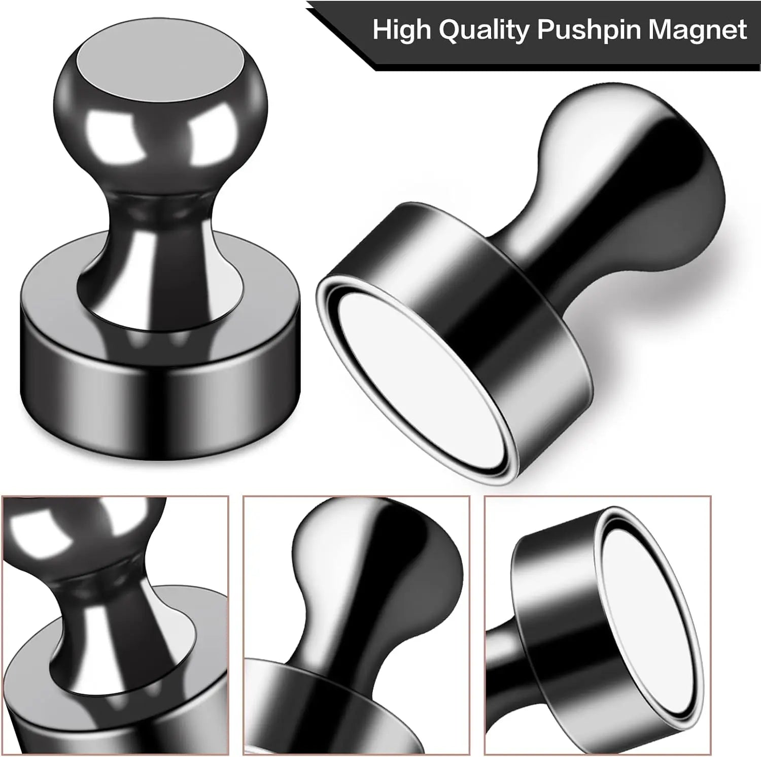 12Pcs Black Refrigerator Magnets Fridge Magnets,Small and Dainty Magnets, Metal Magnets for Fridge, Whiteboard, Office, Classroom, Map, Kitchen Wholesale Hub