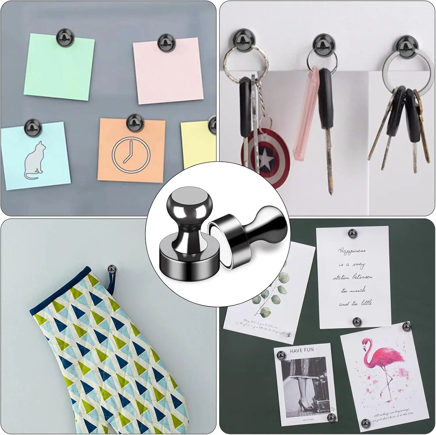 12Pcs Black Refrigerator Magnets Fridge Magnets,Small and Dainty Magnets, Metal Magnets for Fridge, Whiteboard, Office, Classroom, Map, Kitchen Wholesale Hub