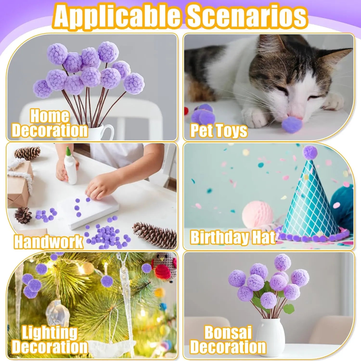 Pom Poms for Crafts - Mini Bulk Purple Pom Poms, 0.5 Inch Small Pom Balls 800 PCS, Soft Fluffy Fuzzy Craft Supplies for DIY Art, Scrapbooking, Party Decorations Wholesale Hub