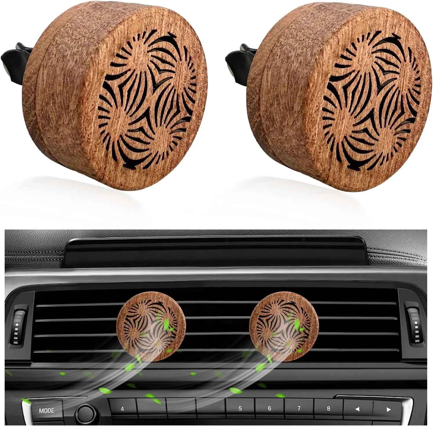 2 PCS Wood Car Essential Oil Diffuser, Wooden Aromatherapy Essential Oils Diffuser with Vent Clip, Wood Vent Clip Air Freshener for Vehicle Office Home Bedroom (Lucky Stamen) Wholesale Hub