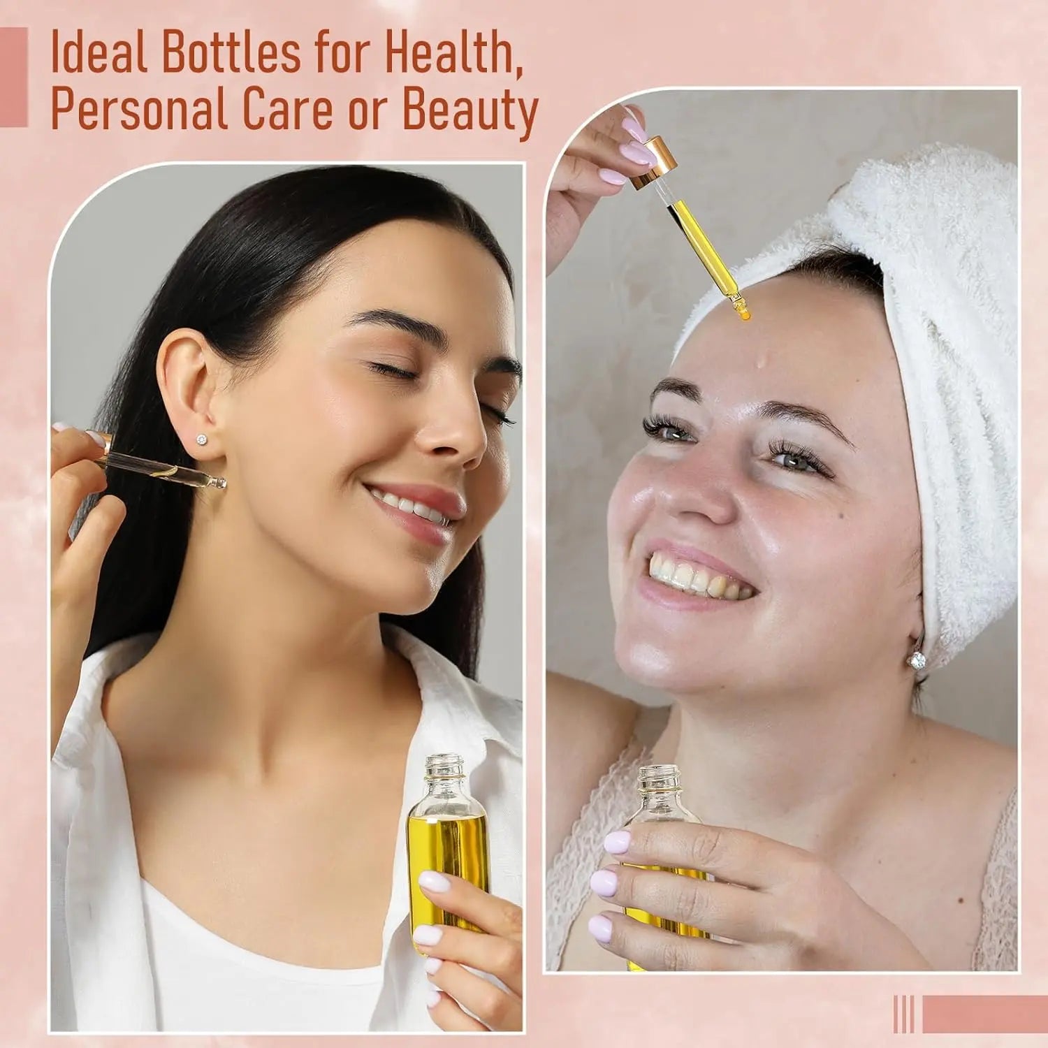 4 Pcs, 1 oz Golden Cap Clear Dropper Bottles (30ml) with 1 Funnel & 4 Labels - Glass Tincture Bottles with Eye Droppers - Leakproof Essential Oil Bottles for Health, Personal Care & Beauty Wholesale Hub