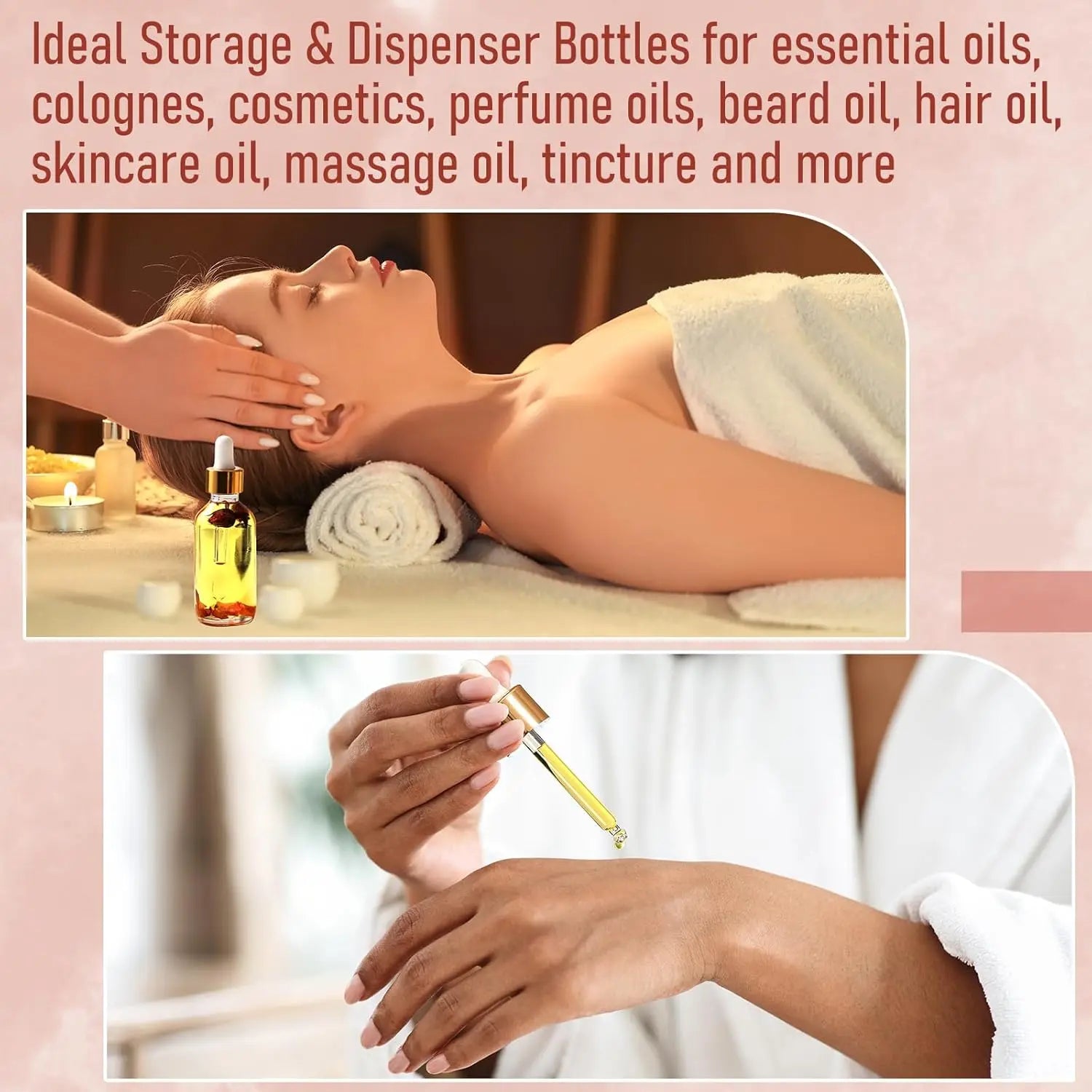 4 Pcs, 1 oz Golden Cap Clear Dropper Bottles (30ml) with 1 Funnel & 4 Labels - Glass Tincture Bottles with Eye Droppers - Leakproof Essential Oil Bottles for Health, Personal Care & Beauty Wholesale Hub