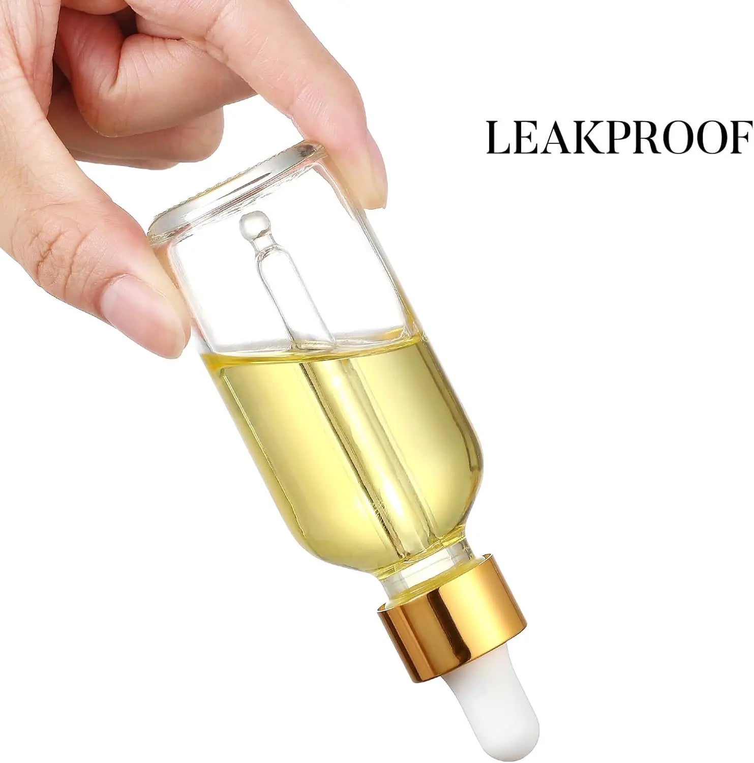 4 Pcs, 1 oz Golden Cap Clear Dropper Bottles (30ml) with 1 Funnel & 4 Labels - Glass Tincture Bottles with Eye Droppers - Leakproof Essential Oil Bottles for Health, Personal Care & Beauty Wholesale Hub