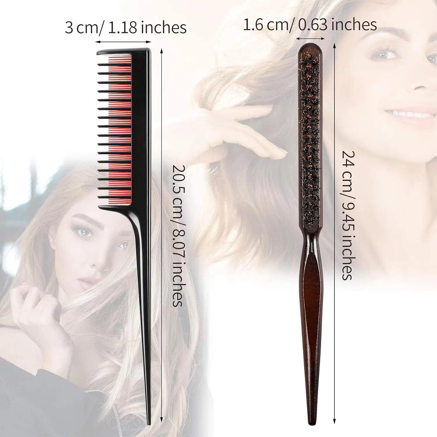 3 Pcs Hair Teasing Comb Set Includes 2 Nylon Triple Comb and Boar Bristle Teaser Brushes for Women Stylist Men Backcombing Slicking Curly Thick Wet Hair(Black) Wholesale Hub