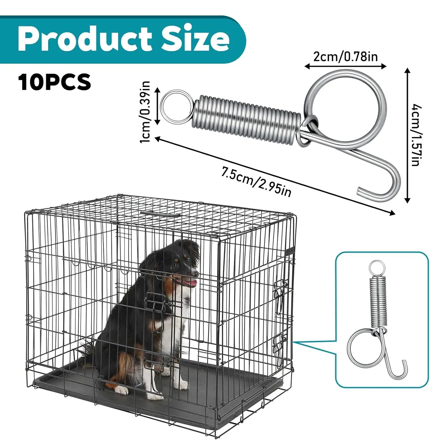 10 Pack Spring Cage Latch Door Spring Hook, Pet Door Latch Metal Finger Pet Cage Lock Wire Clips Rabbit Cages Accessories for Rabbit, Dog, Cat, Parrot, Guinea Pig, Small Animal Cages Doors (Large) Wholesale Hub